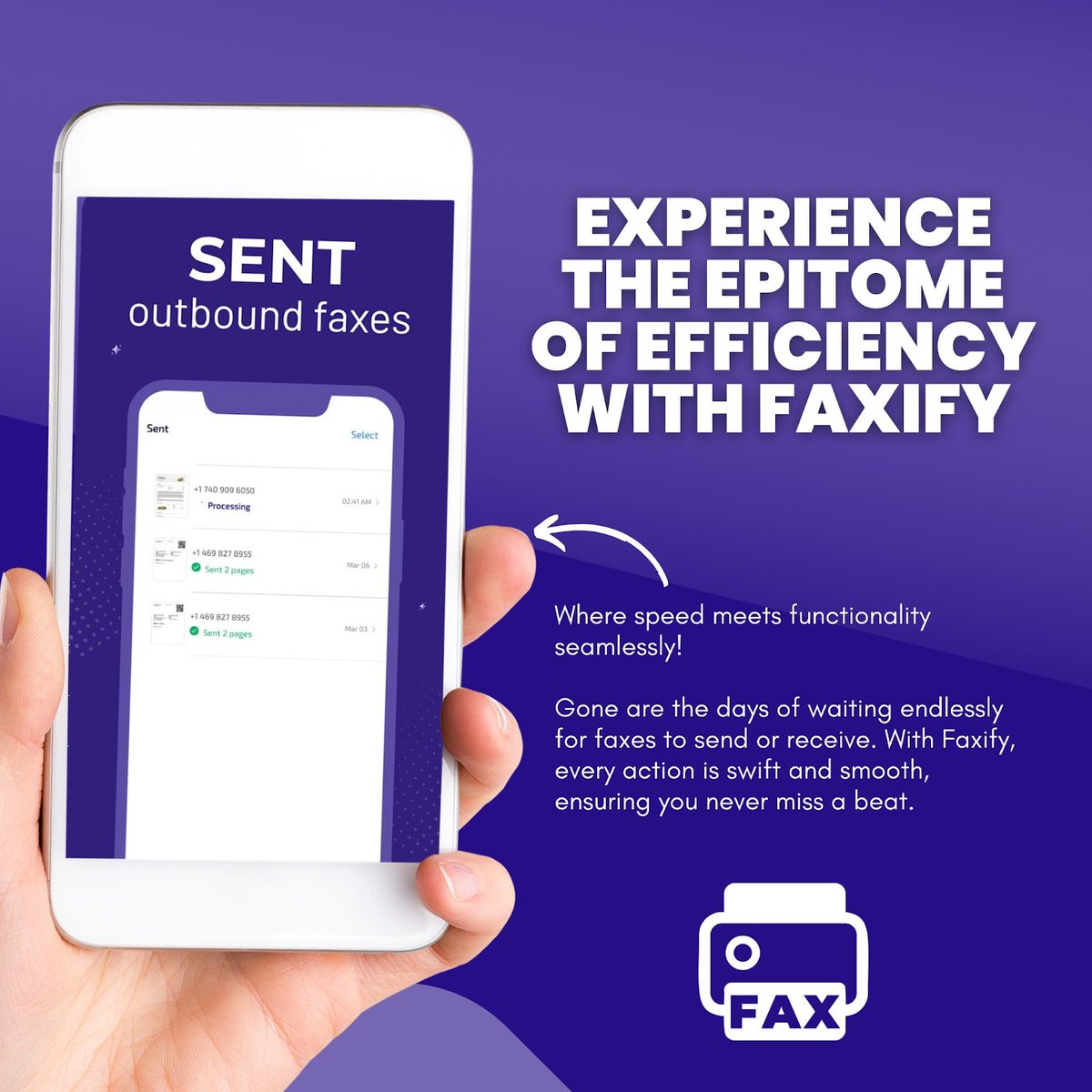 faxify_app's tweet image. Gone are the days of waiting endlessly for faxes to send or receive. With Faxify, every action is swift and smooth, ensuring you never miss a beat. 📲 Plus, our app goes above and beyond by displaying various statuses in real-time.
.
.
.
#Faxify #Efficiency #DigitalCommunication