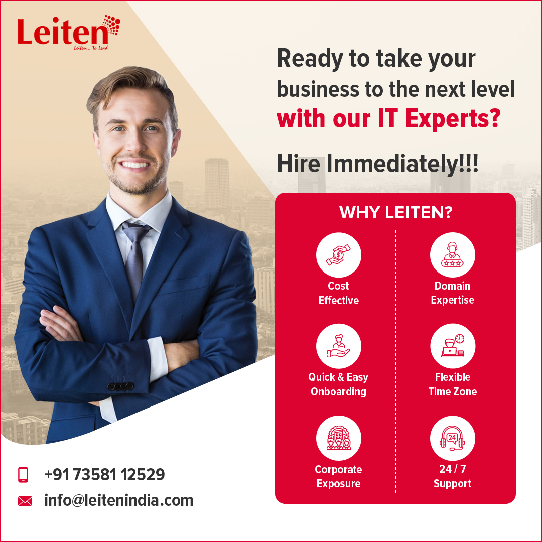 LeitenTech's tweet image. Our experienced IT resources readily available for your projects who can resolve the technical challenges with robust solutions. With proficiency in multiple technologies, your optimum will be reach through maximum.
#angular #angulardeveloper #angularfullstack #react #reactjs