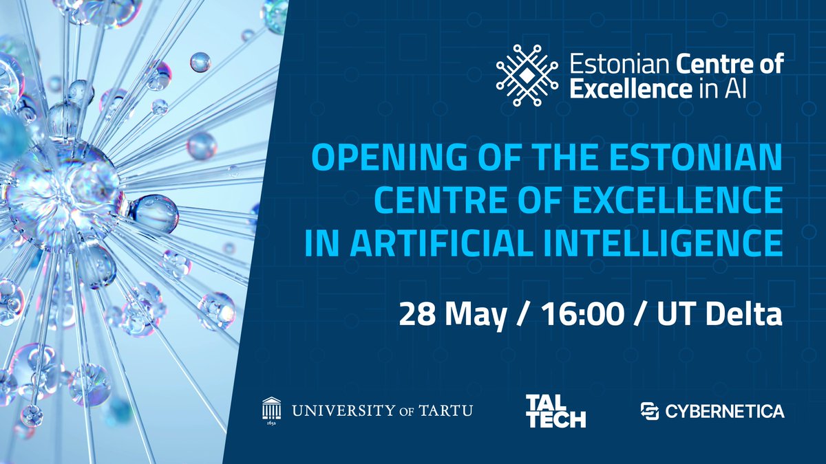 Join us on 28 May at #unitartudelta for the opening event of the Estonian Centre of Excellence in Artificial Intelligence titled 'Leading the Way with Trustworthy AI'. Info and registration👇
cs.ut.ee/en/content/ope…

Members of EXAI are @unitartu, @TallinnTech and @cybernetica.