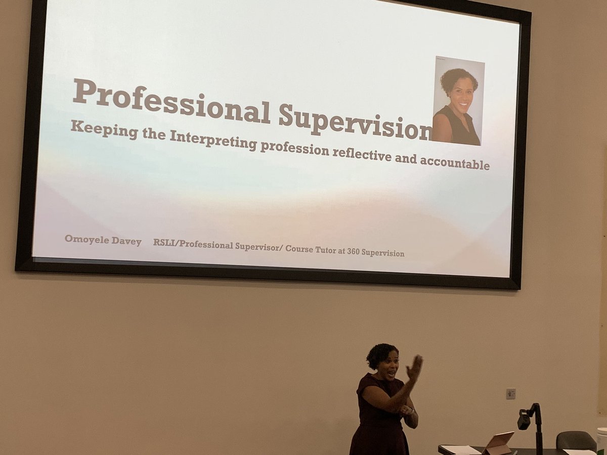 bslinterpreter's tweet image. Omoyole Davey sharing the importance of professional supervision for #BSLInterpreters @wlv_uni @labyrinthspv @360supervision @omoyeledavey