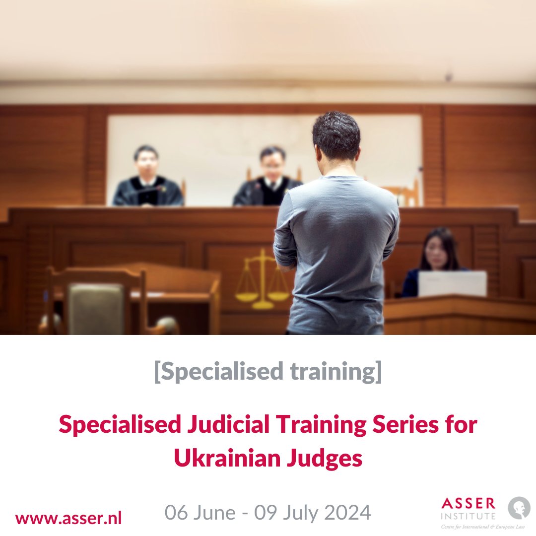 🇺🇦Join us for our free specialised judicial training series for Ukrainian judges to delve deeper into key issues related to the adjudication of international crimes in #Ukraine. 👉🏻 Read more and register now: asser.nl/about-the-asse… #Accountability #FairTrials