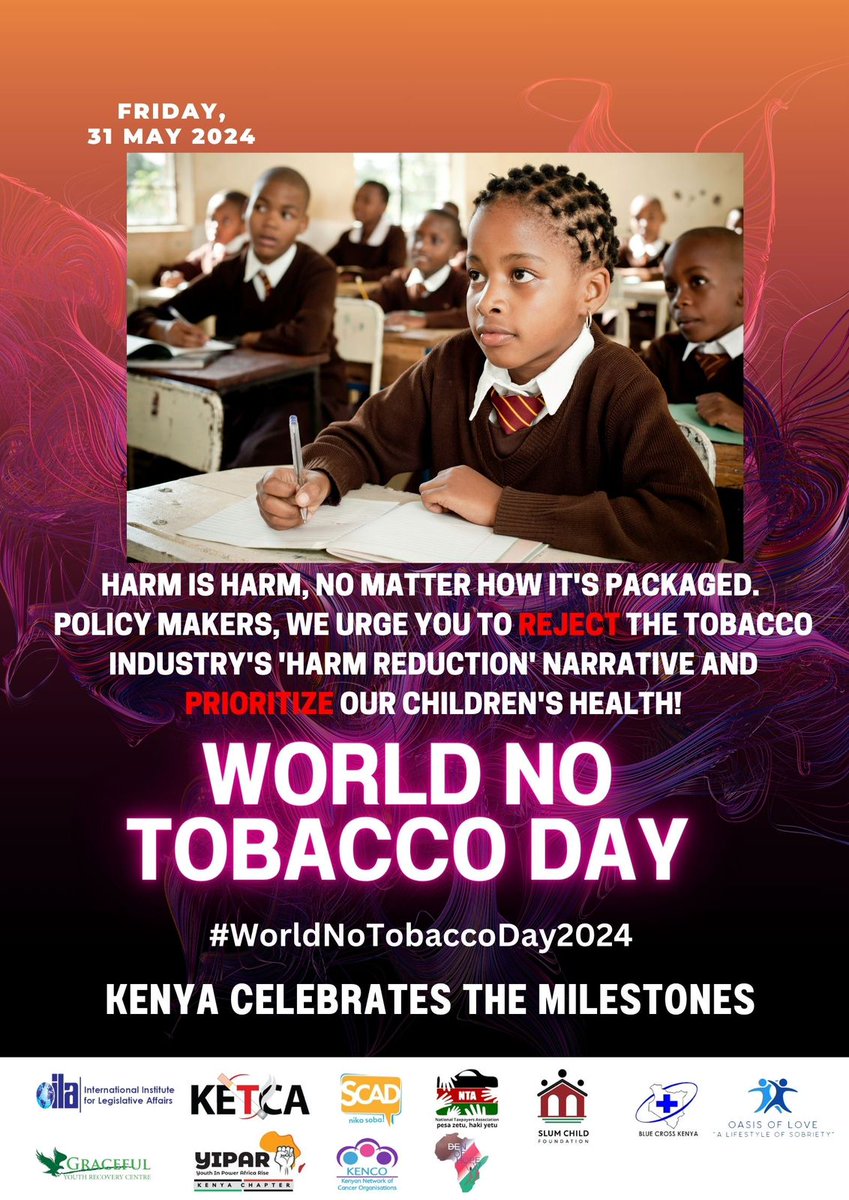 Tobacco harms everyone, but it’s especially dangerous for children in Kenya. This #WorldNoTobaccoDay, let's protect our kids from the dangers of tobacco exposure and secondhand smoke. Every child deserves a healthy start!  #NoTobacco #ProtectOurKids #TobaccoFreeKeny