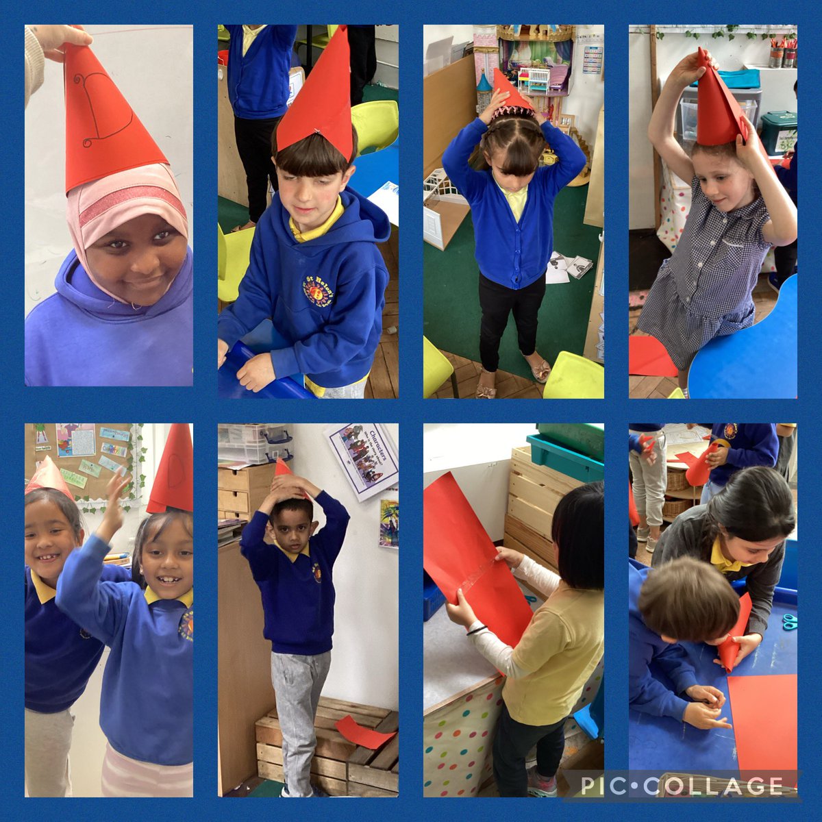 Y2 have been busy making dunce hats independently. #sthphuman #sthpexpart