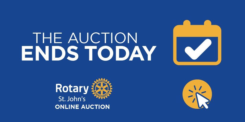 Today is the LAST DAY to participate in the Rotary Club of St. John's Online Auction!

Bidding for all auction items ends tonight, May 23rdt, at 8:30pm.

We've got some amazing items up for bid

Check on your current bids, and to bid on items, visit

buff.ly/3QLkEE7
