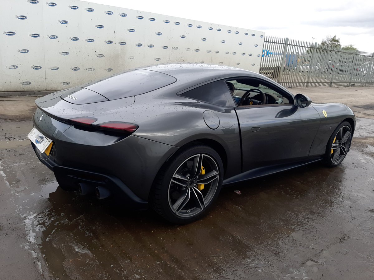 Top Gear says the Roma is 'an F1 car in evening attire’ 🚘 2023 Ferrari Roma: ow.ly/w0fy50RSk6O 🛠️ CAT N | Does not run | Front 📅 Auction date: 31/05/24, 12pm, Sandtoft *No wheel centre caps. Driver seat not bolted in.