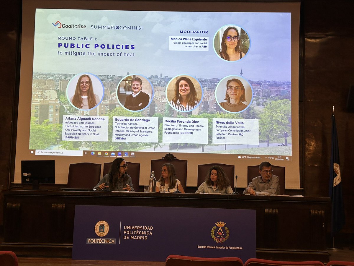 @CarmenSGuevara @COOLtoRISE Round table on #publicpolicies to tackle #energypoverty in #summer with @EAPNes @ecodes @abd_ong @EU_ScienceHub @mitecogob