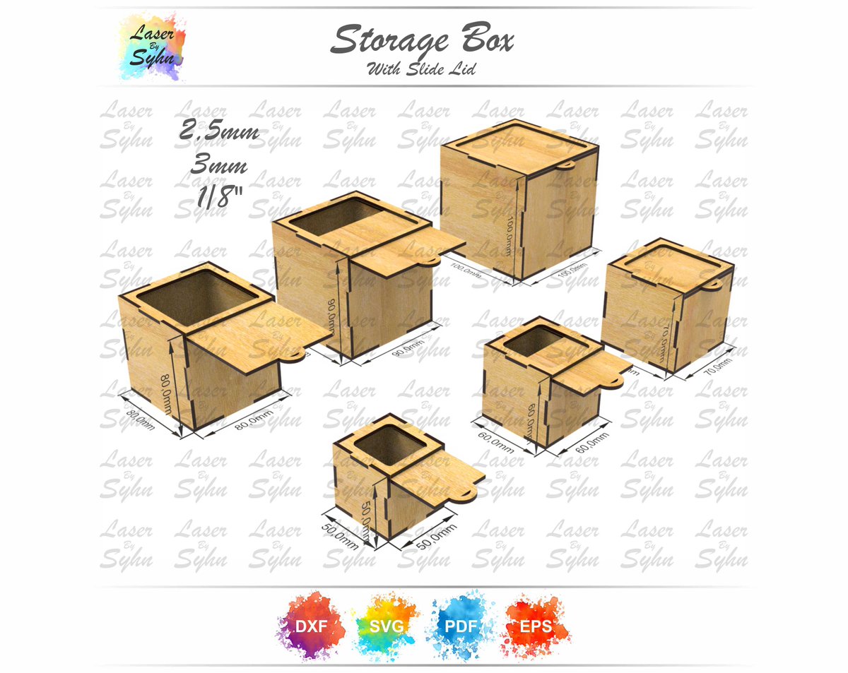 #LaserCut #Cube #Boxes With Slide Lid SVG, #Plywood Cube Storage Boxes SVG, Cube Box With Slide Lid, Laser Cut File, Laser Cutting File etsy.me/4dTfVKM via @Etsy