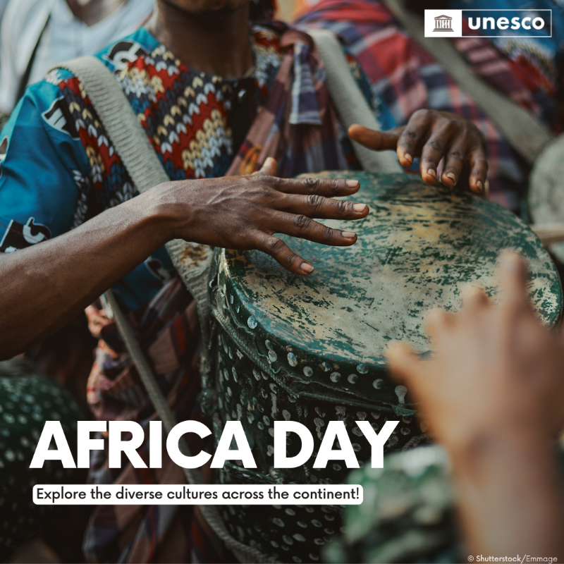 UNESCO's tweet photo. Today is #AfricaDay! 🌍

Let's honour the rich and diverse cultural legacy of this incredible continent by delving into its #LivingHeritage.

Join us in marking this special day and working towards a brighter tomorrow!

Learn more: https://t.co/J1MfORJtfZ