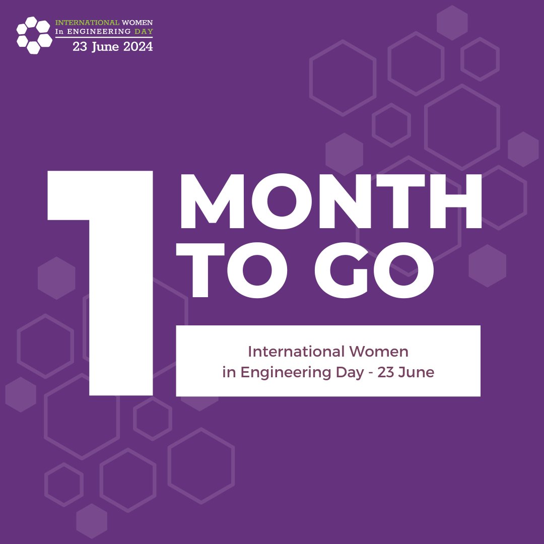 🗓️ One month to go 🗓️  

#INWED24 is coming up quick - how will you be celebrating? 🤔  

Mark your calendars for June 23rd  #EnhancedByEngineering #Countdown #INWED #WomenInEngineering #STEM #WomensEngineeringSociety #WomenInSTEM