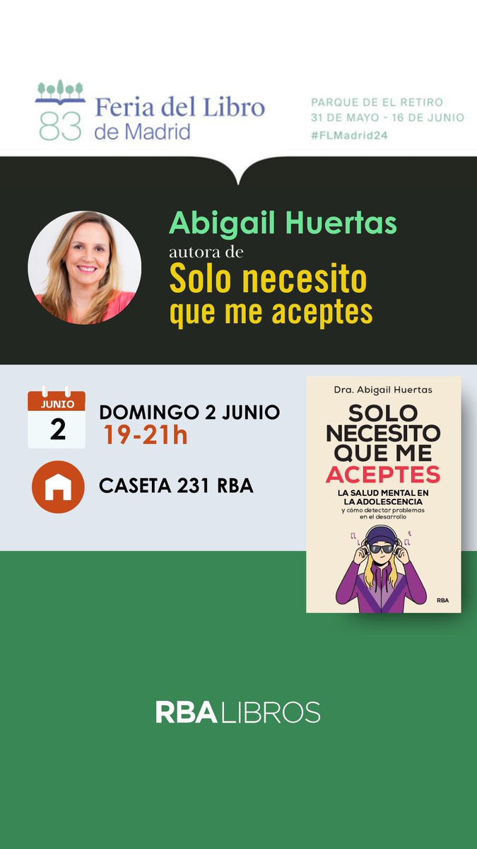 Me emociona compartir con vosotros que firmaré el domingo 2 de junio en la Feria del Libro de Madrid. Ojalá quienes ya estáis leyendo mi libro podáis contarme si os ha ayudado.
