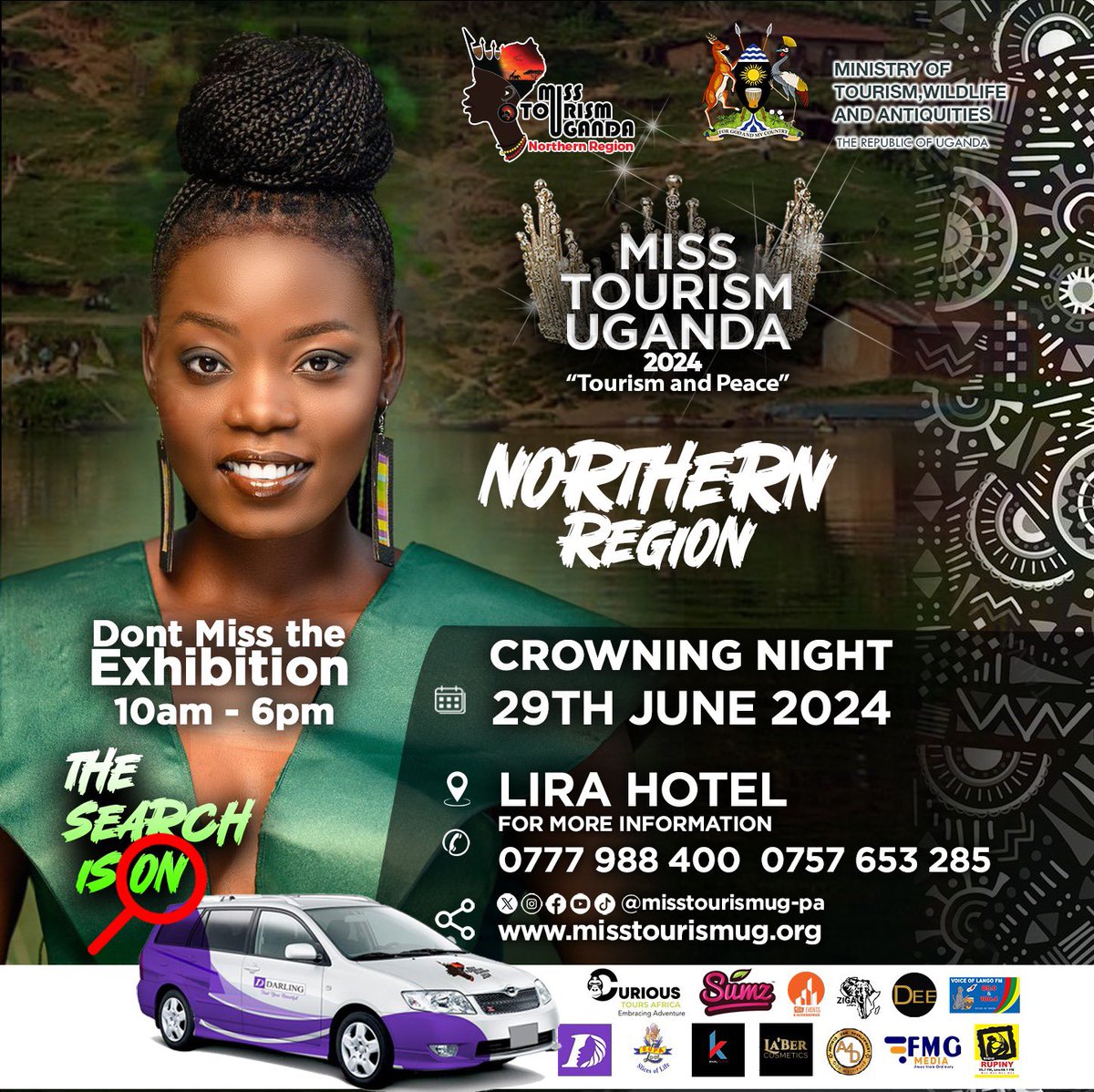 The search is on to find the next Miss Tourism Uganda Northern Region!

For more information, contact 
0777-988-400 or 0757-653-285.
@misstourismUga @MTWAUganda 

#misstourismuganda2024 #tourismandpeace #NorthernRegion #LiraHotel #CrowningNight  #UgandaTourism  #Culture  #beauty