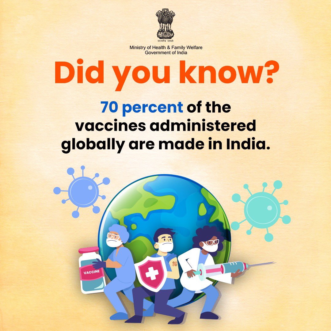 India plays a crucial role in global healthcare by supplying 70% of vaccines worldwide! . #healthforall