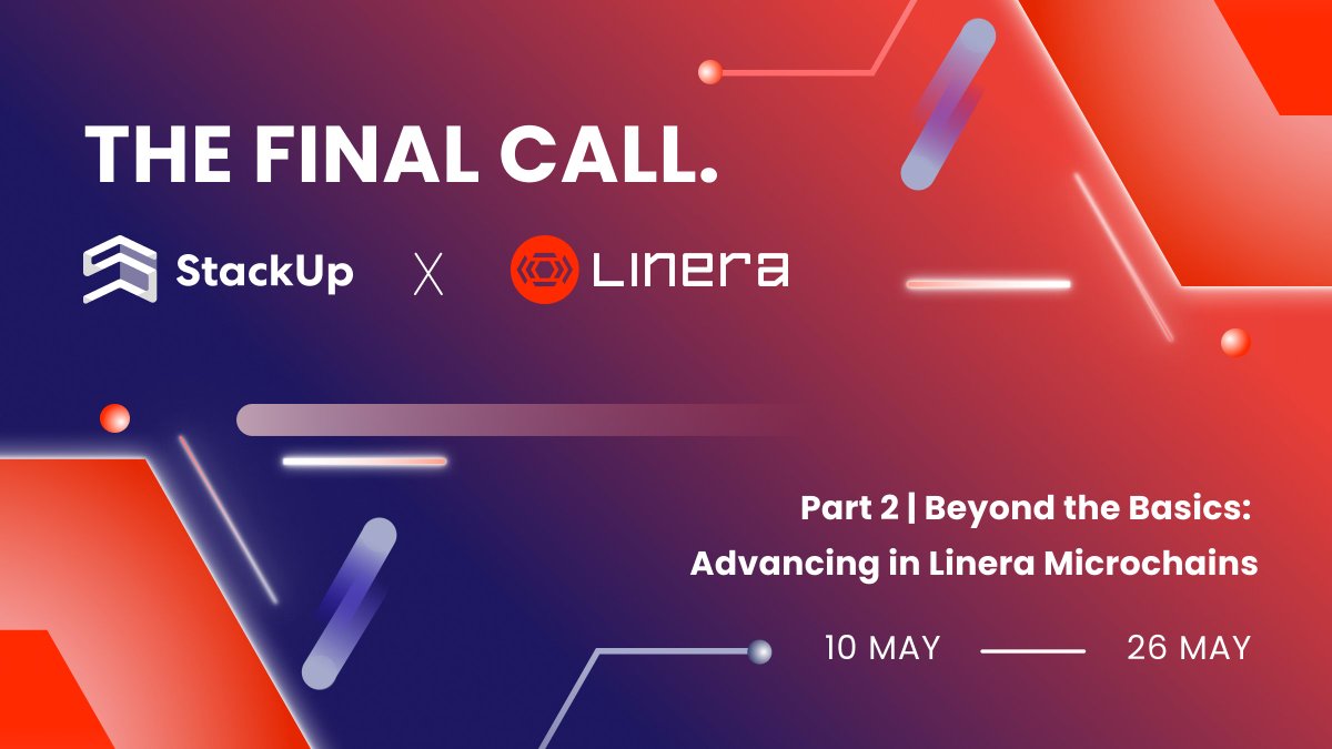 🚨 3 days left to join our 2nd campaign with @linera_io! Take a deep dive into cross-chain application calls essential for developers working in decentralized environments. Don’t miss out on this last chance to innovate within the #Linera ecosystem! ➡️ go.stackup.dev/linera2-sutw