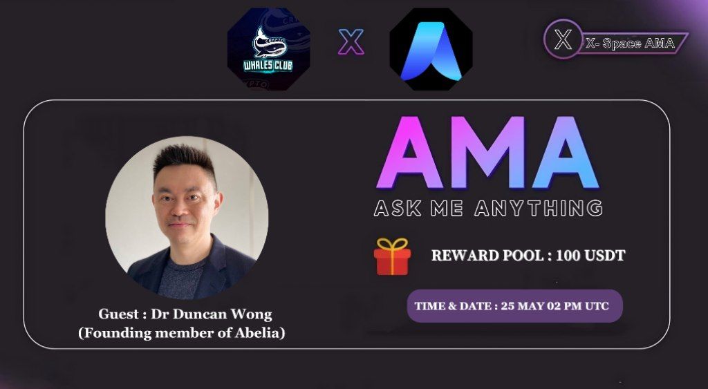 🎙️ Crypto Whales Club Announce a X- Space #AMA with Abelian Foundation 🔥

💠Vanue: x.com/i/spaces/1YpKk…

📅 25th May 2024
🕰️02:00 PM UTC
💲Reward 100 USDT

1⃣ Follow @CryptoWhalesAMA &amp; <a href="/PQabelian/">Abelian 💎</a>
2⃣ Like &amp; RT
3⃣ Comments &amp; Asked Questions 

#NFA #Dyor #Everyone #CryptoWhales