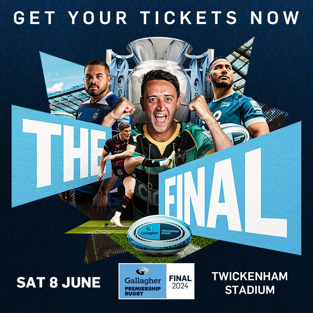 🏆 The top four teams have now been confirmed but who will be crowned champions at the Gallagher Premiership Final 2024 in three weeks’ time… Tickets are selling fast! Secure yours today before it's too late. The ultimate day out at the home of English Rugby! 🎟️