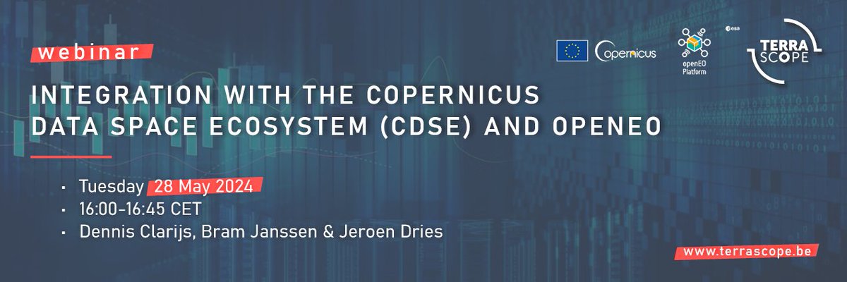 #Terrascope offers a wealth of #EOdata & processing capabilities!

And the integration with the #Copernicus Data Space Ecosystem & #openEO only enlarges the opportunities!

Want to know more? Join us next week to see what's possible 👇

🗓️ 28/5 
⏰ 4 PM
✍️ vito.zoom.us/webinar/regist…