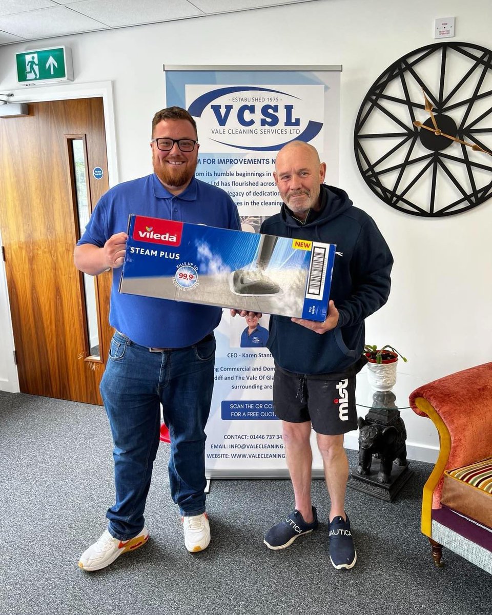 ValeCleaning's tweet photo. 🎉 Congratulations to our Giveaway Winner! We are thrilled to announce at random from everyone who entered, the winner of our Steam Mop giveaway we held last week at The Welsh Business Show is: 

Chris Jones - Director of Facefit Solutions Wales &amp; West Ltd✨😎👏 https://t.co/g1SK6ezC2G