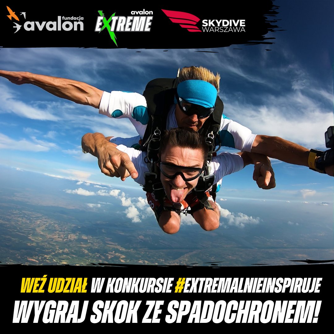 FundacjaAvalon's tweet photo. Projekt #AvalonExtreme #FundacjaAvalon organizuje czwartą edycję konkursu #ExtremalnieInspiruje. Do wygrania są 3 skoki ze spadochronem, dla osób z orzeczeniem o niepełnosprawności.
👉Regulamin i zasady konkursu znajdziecie tu: https://t.co/qdL286Bm3O
Zapraszamy do udziału! 💚 https://t.co/6meBJqwZFo