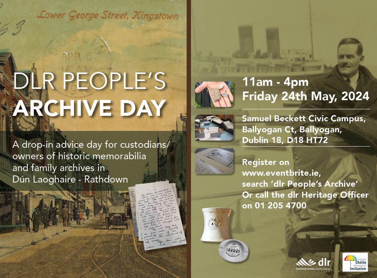 Calling all custodians of family archives!! 📣

If you’re based in Dublin, there is a drop-in session to bring your collections to and receive advice on how to store them tomorrow, May 24th in Ballyogan!

#history #dublin #archives