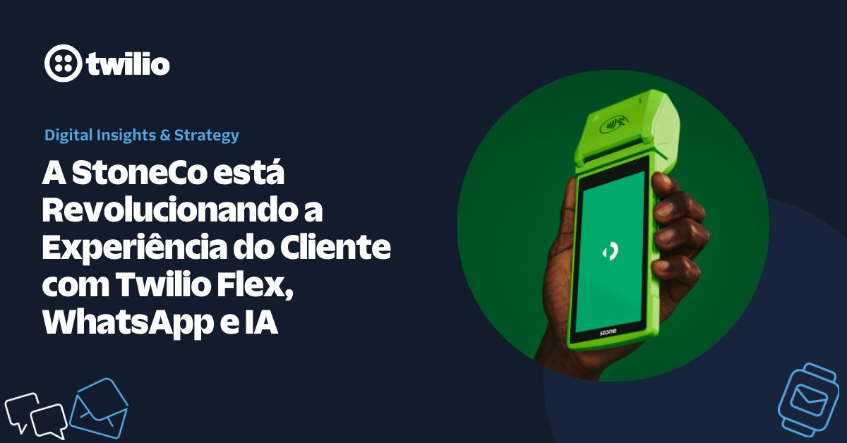 A Stone tem sua central de engajamento ao cliente criada no #TwilioFlex, com mais de 16 times dentro da StoneCo usando a plataforma da Twilio e por ela 7.7 milhões de conversas pelo #WhatsApp foram respondidas só em 2022. Leia mais no Blog. bit.ly/3QVxmAm