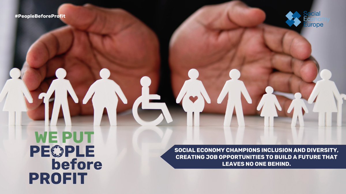 👥#InclusiveWork is part of #SocialEconomy's DNA. We believe all can contribute to society. SE actors offer opportunities to get quality jobs to many people with support needs. 👉Everyone should be part of the labour market and recognized for their talent. #PeopleBeforeProfit