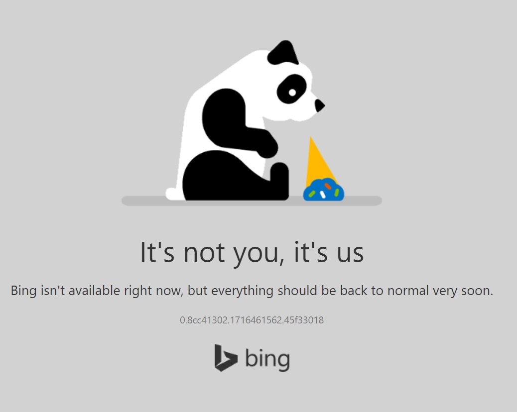 ℹ️ Note: Microsoft’s search engine Bing is currently experiencing international outages, particularly impacting CoPilot, ChatGPT and DuckDuckGo; incident not related to country-level internet disruptions or filtering #BingDown