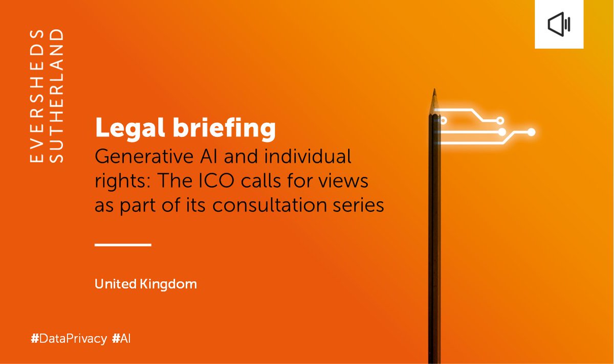 Stakeholders with an interest in #GenerativeAI are invited to share their views on the topic with <a href="/ICOnews/">ICO - Information Commissioner's Office</a> to help shape the UK regulatory landscape. In this briefing, we outline the key issues the ICO focuses on and how companies can respond.  

esglobal.law/3WNF43n