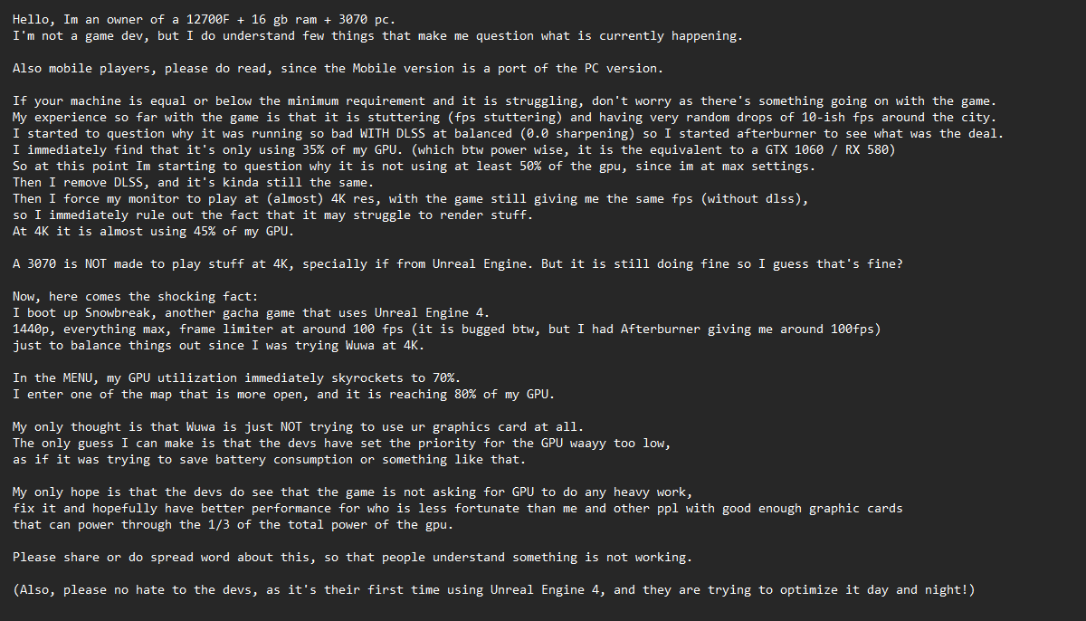 KatarinaNoKami's tweet image. About Wuthering Waves 1.0 poor performance, my experience:
#WutheringWaves #UnrealEngine