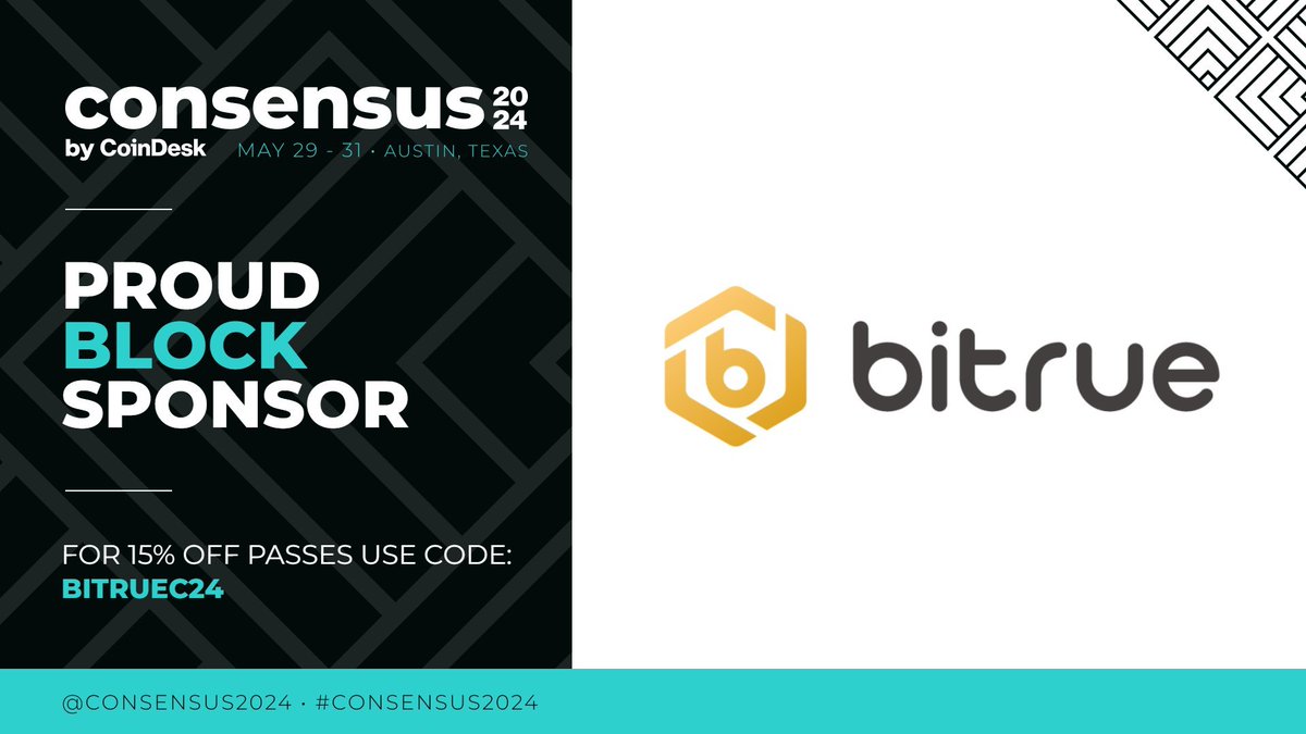 🎉 #Bitrue is proud to announce that we will officially sponsoring @consensus2024 by @CoinDesk! #Consensus2024 We are so excited to meet you and discuss the future of #crypto, #AI and #Web3! 📍 Join us from May 29 to 31 in Austin, TX at Booth #918, Austin Convention Center