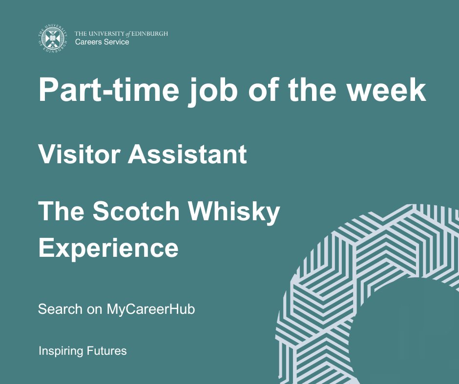 uofedcareers's tweet image. #PartTimeJoboftheWeek The Scotch Whisky Experience are recruiting a visitor assistant. Find out more on MyCareerHub: edin.ac/3K60BwM