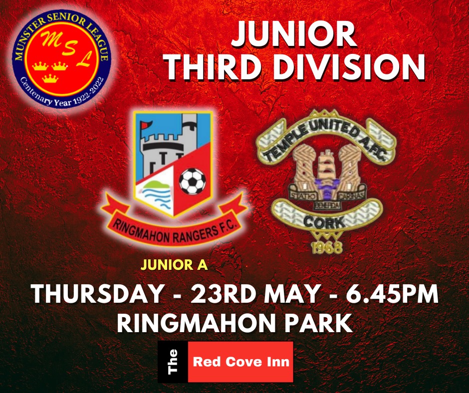 Our Junior-A side are back in action again tonight as they host Temple United in a must win game. Best of luck lads 🔴⚫ @redcoveinn