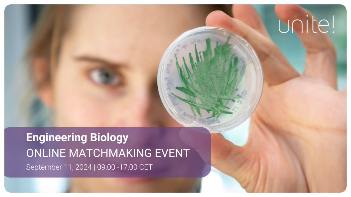 🗓️ Save the date for the Unite! Engineering Biology Matchmaking Event on September 11, 2024.

🧫 Connect with researchers from Unite! partner universities in biotechnology, biosciences, and chemistry.

👉 unite-university.eu/unitenews/unit…

💭 Get inspired, grow together #Letsunite