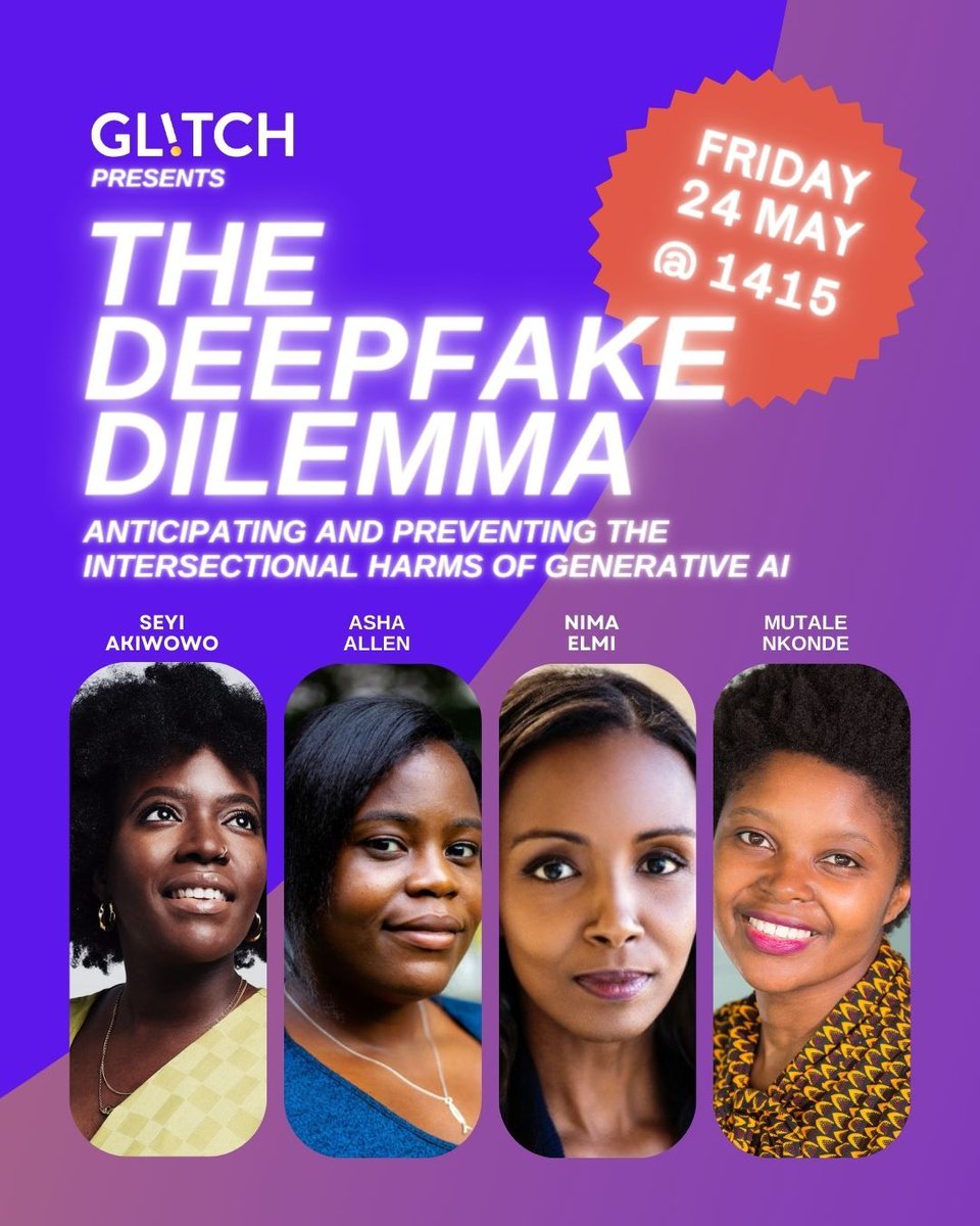 Join us tomorrow for the first all-Black women panel at #CPDP 🙌🏿 Our @ashaOAllen will discuss the governance of #deepfakes alongside @seyiakiwowo, Nima Elmi and Mutale Nkonde! 🕑 14:15 📍 Tour & Taxis, Grande Halle #CPDPai2024 #DeepfakeDilemma