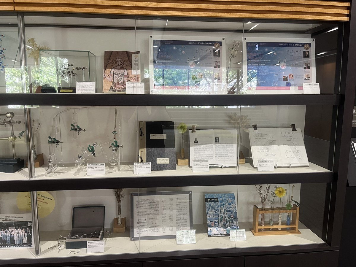 MooresResearch's tweet photo. One highlight of my visit at @HokkaidoUni was to see the Akira Suzuki room with his statue and artefacts from his time including his schlenck tubes, his molecular models etc. Thanks so much @k0j1chem for showing me around. 🧪 🤩 @NobelPrize #CouplingReaction https://t.co/WOaKT3JYWU