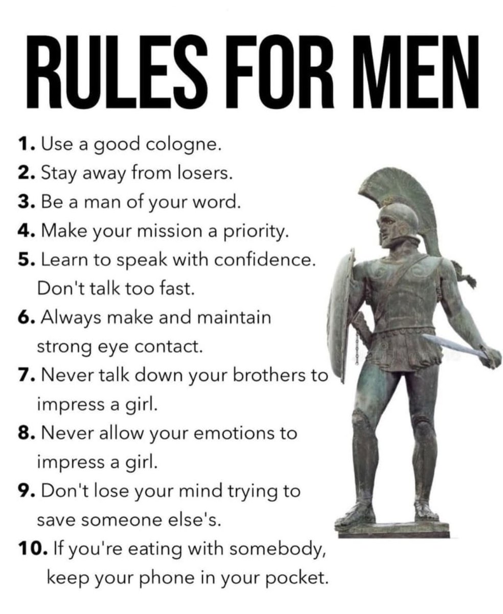 SeekWiser_'s tweet photo. Rules For Men. https://t.co/HelveX3cve