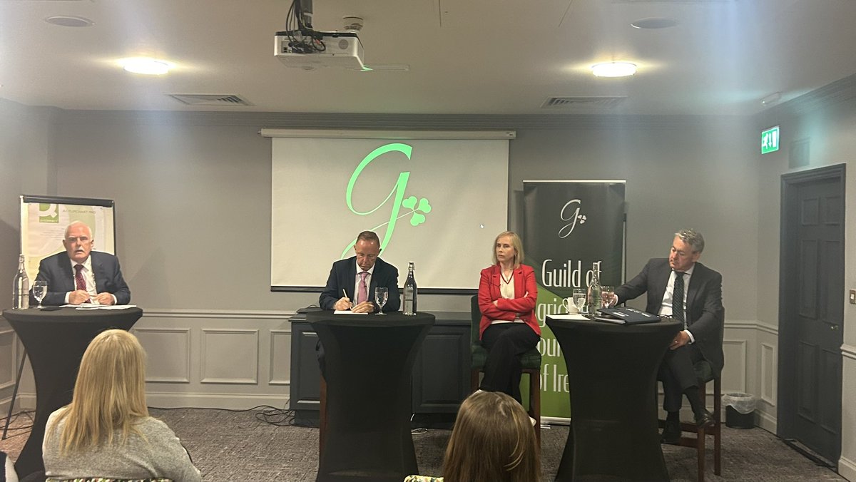 As election fever starts to peak, I am at an <a href="/AgriGuild/">Agri Guild</a> panel with MEP candidates <a href="/BillyKelleherEU/">Billy Kelleher MEP</a> <a href="/paulinegalway/">Senator Pauline O'Reilly</a> &amp; <a href="/EddiePunch/">Eddie Punch</a> discussing Europe’s importance to Ireland