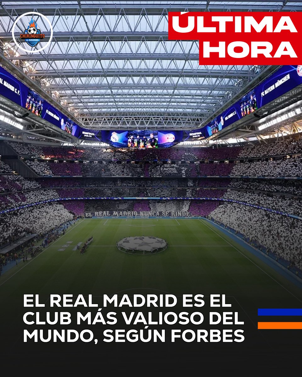💰 El REAL MADRID es el equipo MÁS VALIOSO DEL MUNDO, según Forbes (6.600 millones de dólares). 🥉 El BARCELONA es el tercero con 5.600 millones de dólares.
