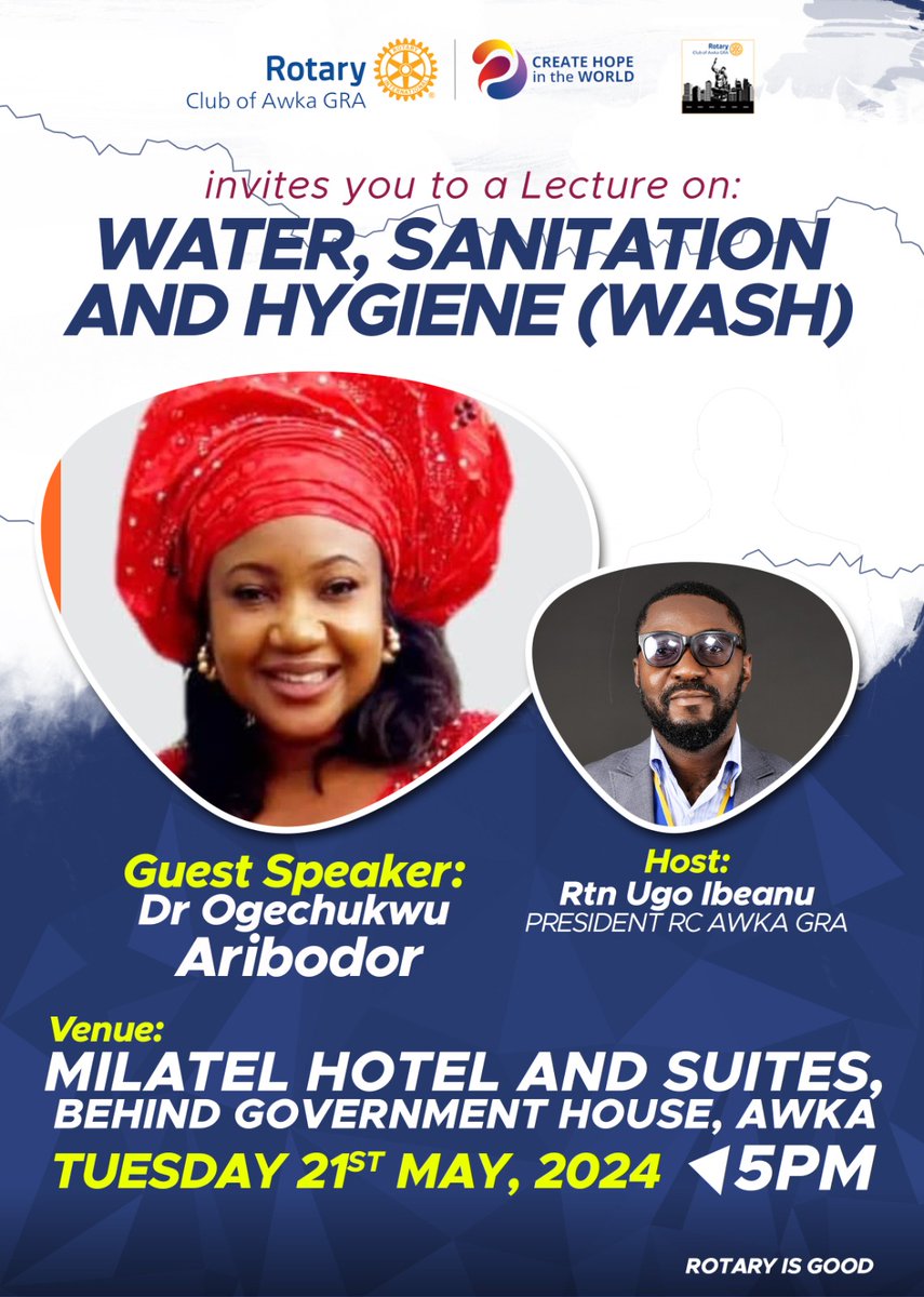 rcawkagra's tweet photo. Tuesday May 21st, 2023.
Rotary Club of Awka G.R.A. Weekly Fellowship.
Lecture on Water, Sanitation and Hygiene (WASH) By Dr. Ogechukwu Aribodor.
@Rotary @rotaryclub #RotaryCreatesHope @rcawkagra #Rotaryisgood #hope @UgoBenitez #awka #water #sanitation #hygiene https://t.co/L2zOofwePw