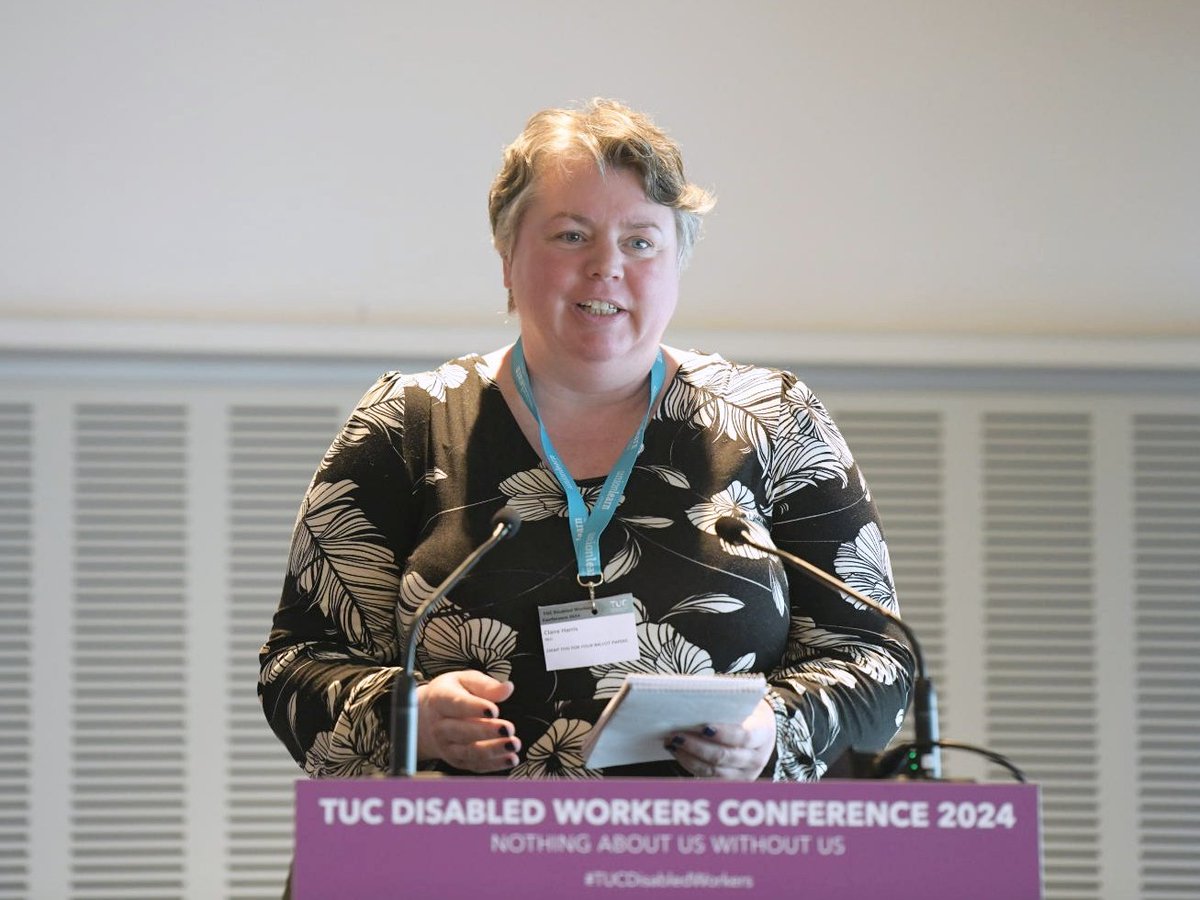 Brilliant first speech from #TeamNUJ member Claire Harris seconding the @NEUnion motion on language and the social model at #TUCDisabledWorkers conference.
