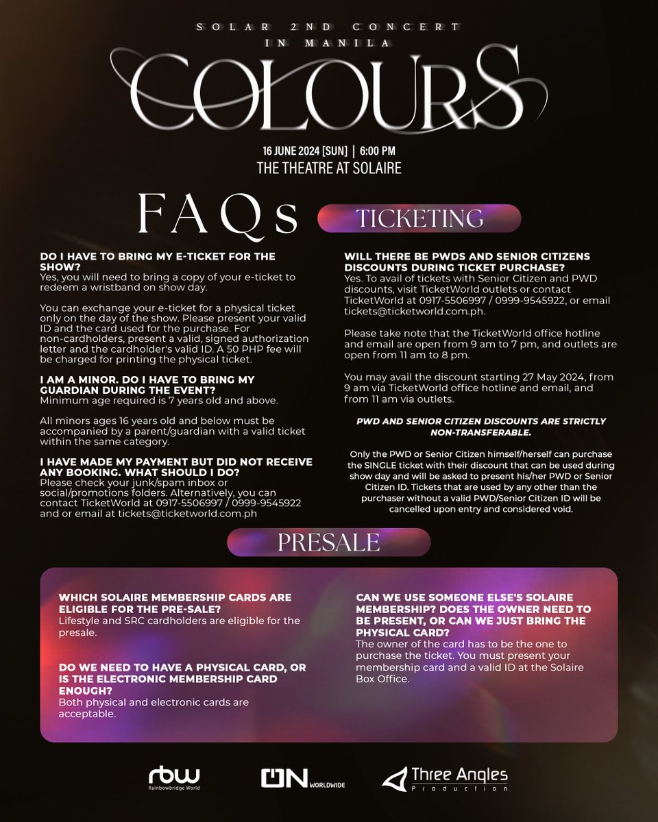 Ticketworld Outlets YONGSOONs, are you ready to secure your tickets for #Solar_COLOURSinMNL ...