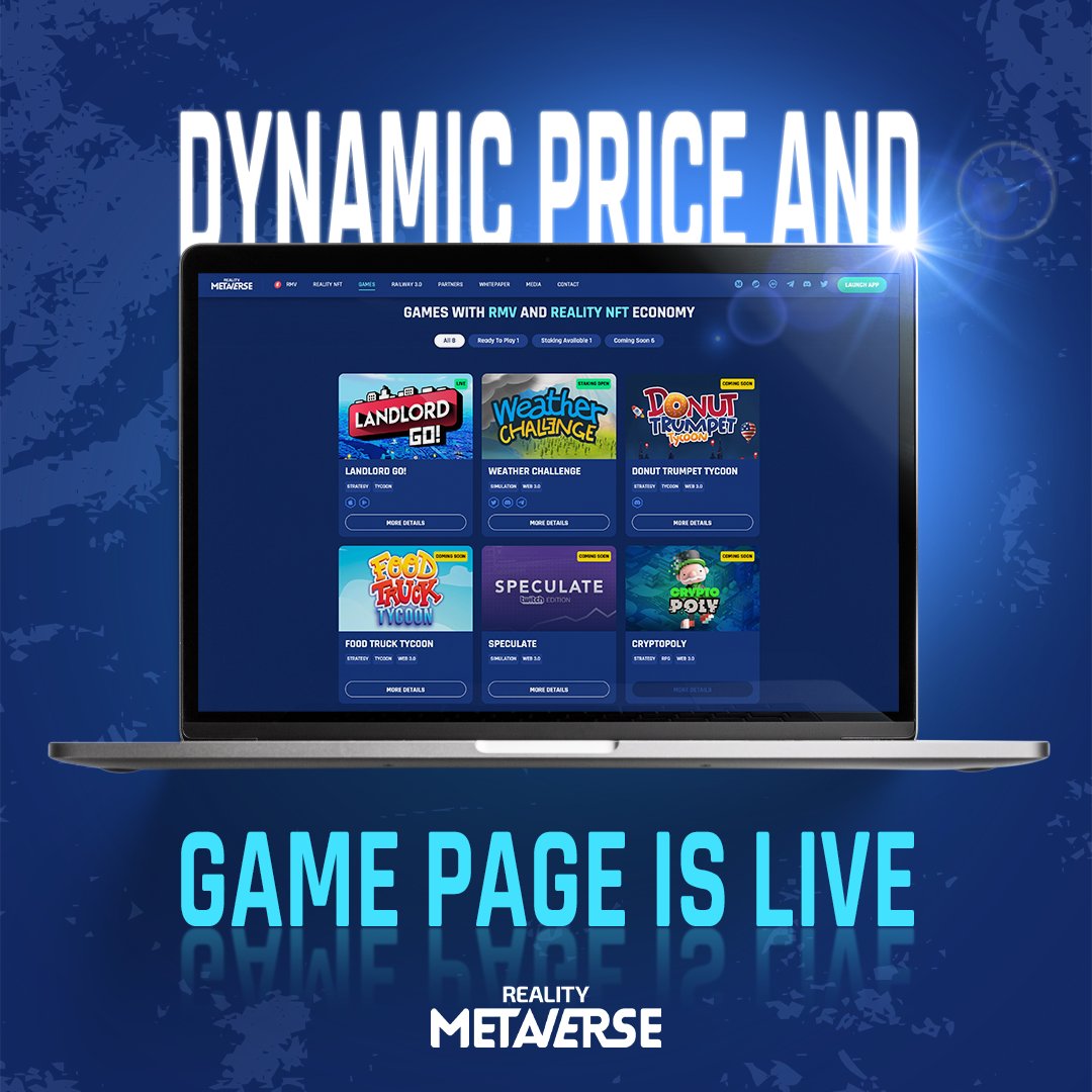 🎉 Dinamik Fiyat ve Oyun Sayfamız Yayında!

Oyunlarımız: 
🌦️ Weather Challenge
🍩 Donut Trumpet Tycoon
💰 Streetverse

Sadece eğlenceye odaklanın! Lootboxlarımız USD cinsinden sabitlenmiştir. Düşünmeden alım satım yapabilirsiniz. 
Keşfedin: realitymeta.io/games