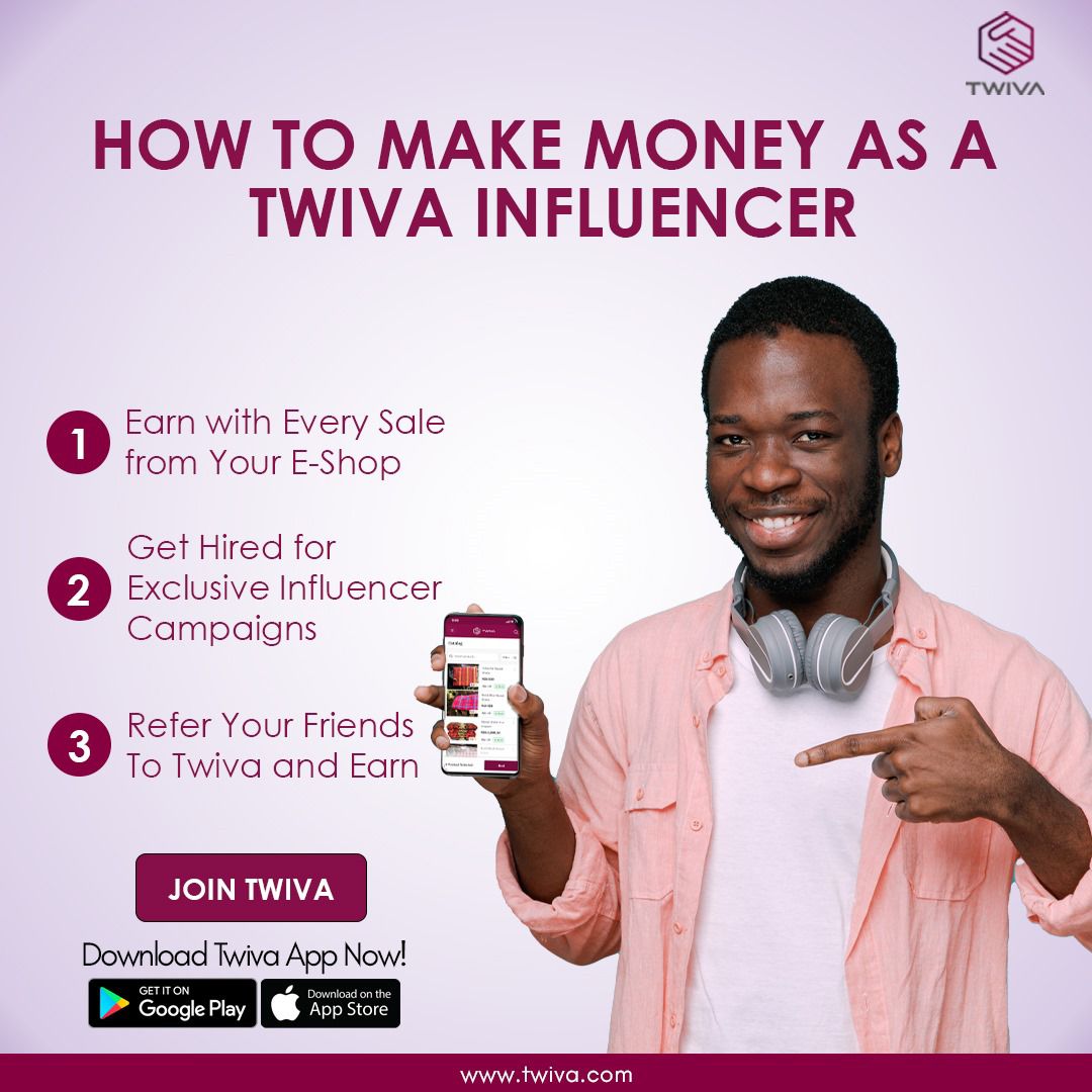 Maximize your brand's potential with Twiva. A Platform that connects you with influencers who showcase your products to a vast audience, boosting visibility and sales. 
Empowering SMEs #SocialSelling @twiva_ltd