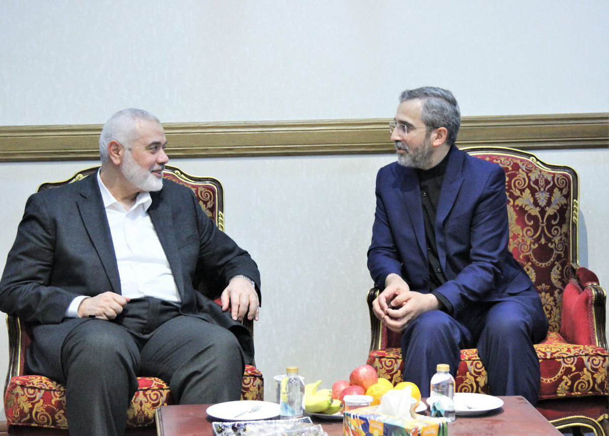 🇮🇷 Iranian Foreign Ministry Undersecretary Ali Baqeri Kani meets with leaders of Palestinian resistance. Kani is a revolutionary, and high-class expert in the resistance field, whom Israel regards as another significant threat after the late Amir Abdollahian (r).

#IranFM
