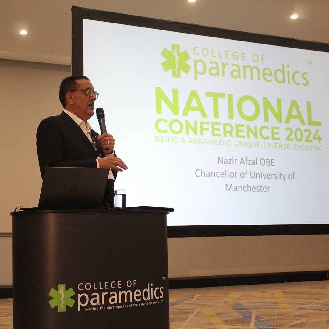 College of Paramedics (@paramedicsuk) on Twitter photo 🗣️ Day 2 of #ParaCon24 begun with an incredible talk from Chancellor of University of Manchester, @NazirAfzal OBE. 
Who shared inspirational experiences from his wide-spanning career, our audience were in awe, and Nazir received a standing ovation 👏
#NatCon24 #ParamedicsUK 🗣️ Day 2 of #ParaCon24 begun with an incredible talk from Chancellor of University of Manchester, @NazirAfzal OBE. 
Who shared inspirational experiences from his wide-spanning career, our audience were in awe, and Nazir received a standing ovation 👏
#NatCon24 #ParamedicsUK