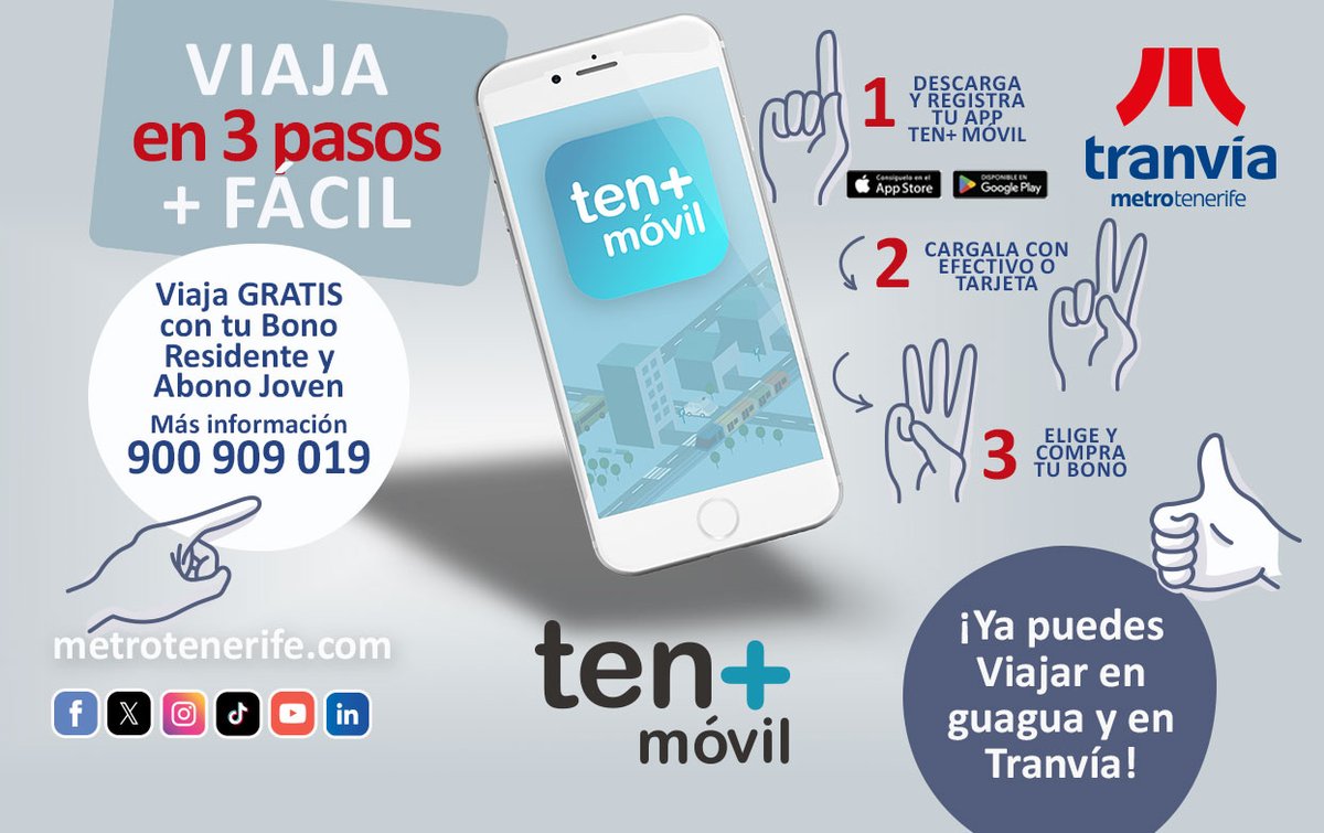 tranviatenerife's tweet photo. 1) Descarga Ten+ móvil.
2) Elige tu bono.
3) Viaja.

¿Vienes?... ¡Vamos! https://t.co/I98PBZmKEa