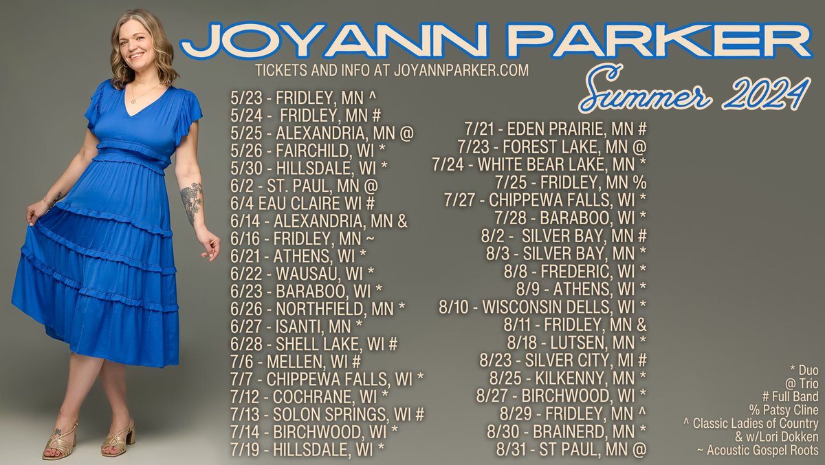 I've got a busy summer season on the way! I hope to see you out there! For show details and tickets, visit me at joyannparker.com 🎶🎸☀️ #joyannparker #roots #blues #soul #livemusic #summer #ontour