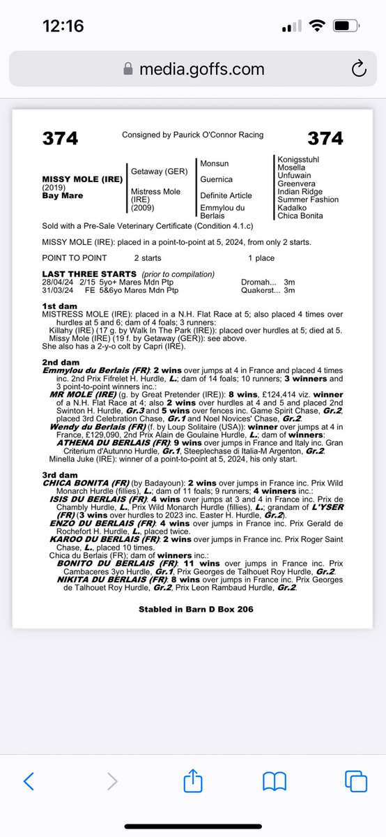 MISSY MOLE (Ire) a new recruit from <a href="/GoffsUK/">Goffs UK</a> is looking for an owner!! From
The family of Mr Mole she was second in an Irish point to point and is a lovely prospect for the winter months as loves soft ground. Get in touch for more info!! 😊