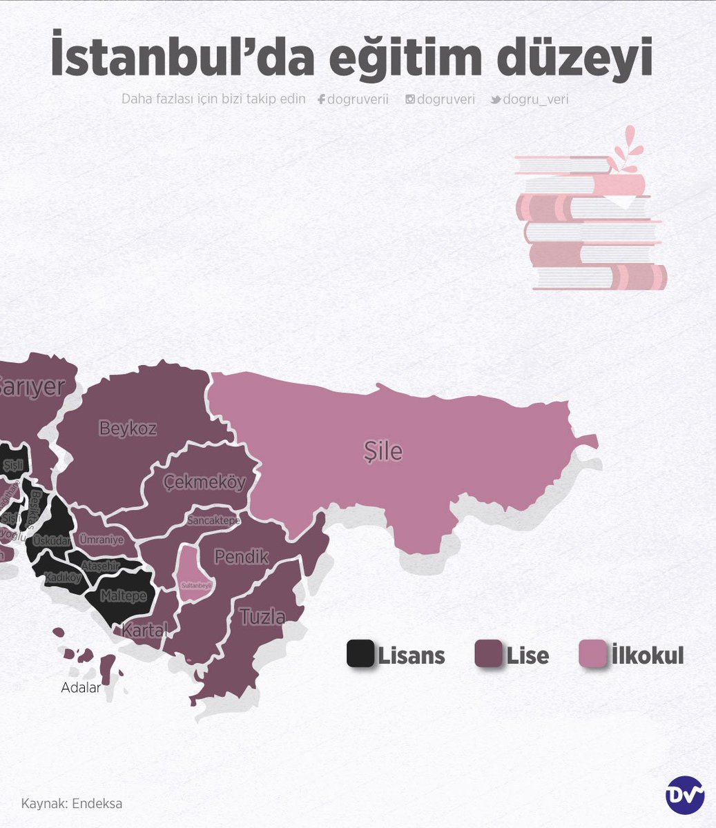 🏙 İstanbul'da yaşayanların eğitim düzeyini araştırdık. Anadolu yakasında Kadıköy, Üsküdar; Avrupa yakasında ise Beşiktaş, Bakırköy gibi daha çok sahil kesiminde bulunan ilçelerin lisans mezunu olduğu görülüyor.