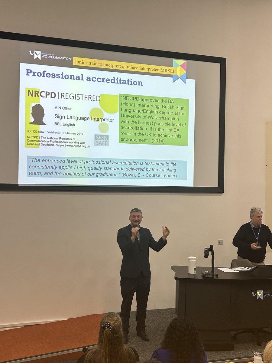 Congratulations to @wlv_uni on 30 years of Deaf studies and interpreter education. The first BA to achieve approval as a route to registration with @NRCPD.