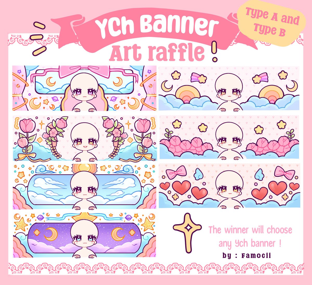✧ YCH BANNER RAFFLE TIME !! ✧ How to enter ? : - Follow me ! ( new follw are welc ! ) - drop ur png - like & Rtw - comment “ Joining ! “ Prize : Ych banner of ur choice!! 🌷🤍 Will take 2 winner !🌸♡´･ᴗ･`♡ End : 15 JUNE ✧